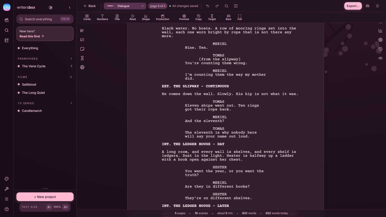 WritersBox in the blossom theme.