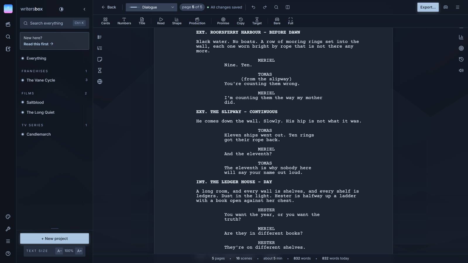 WritersBox in the mountains theme.